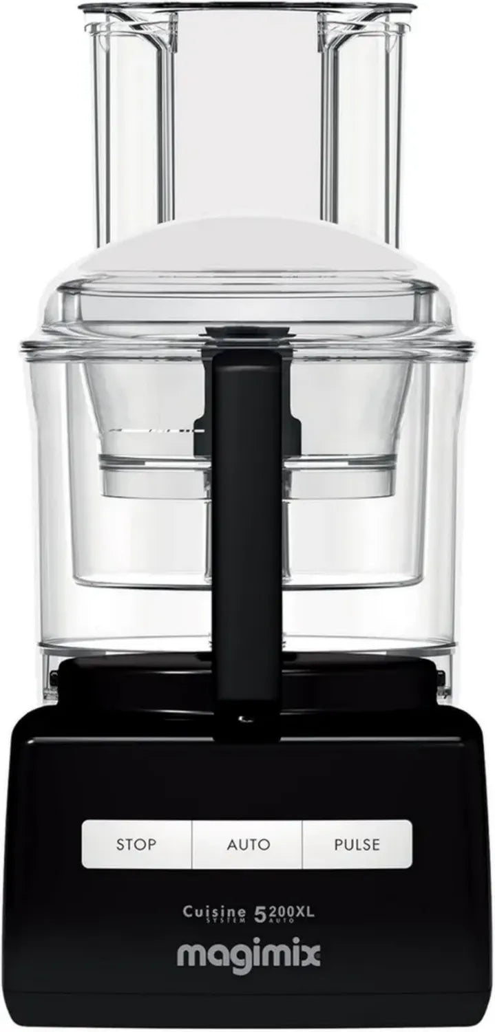 Magimix Robot Culinaire 5200 XL Noir - Multifonction 3,6L avec Accessoires - Moteur Silencieux - Idéal pour Grandes Familles - Fabriqué en France